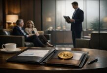 Morgan Stanley’s first bank-issued Bitcoin ETF is “imminent” – will sell BTC directly to clients Bitcoin on a financial desk during a client meeting illustrates Morgan Stanley’s imminent MSBT launch and its potential impact on Bitcoin ETF economics