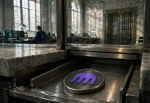 Crypto to enter the US banking system through a backdoor, not through regulation Congressional hearing room with U.S. documents and a dollar coin in the foreground as a woman pays by phone, symbolizing stablecoins becoming easier to use while Bitcoin still awaits regulatory clarity