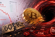 Bitcoin’s $60K breakdown sets up a volatility shock as traders load up on downside hedges Bitcoin liquidity vacuum illustration with bearish price chart and 60K breakdown theme