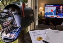Crypto PACs are helping Senators win US primaries faster than the Senate can move the law they want Crypto PAC donation forms and campaign mailers beside a Bitcoin coin as voters watch a US Senate primary, illustrating how crypto-backed political spending is influencing elections faster than Congress can advance digital asset legislation.