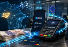 Ripple gives RLUSD a MiCA foothold in Europe and route into African payments – but is volume there? Hyperliquid symbol emerging from a red digital network and data streams, illustrating blockchain transactions, cryptocurrency markets, and Bitcoin ecosystem growth.