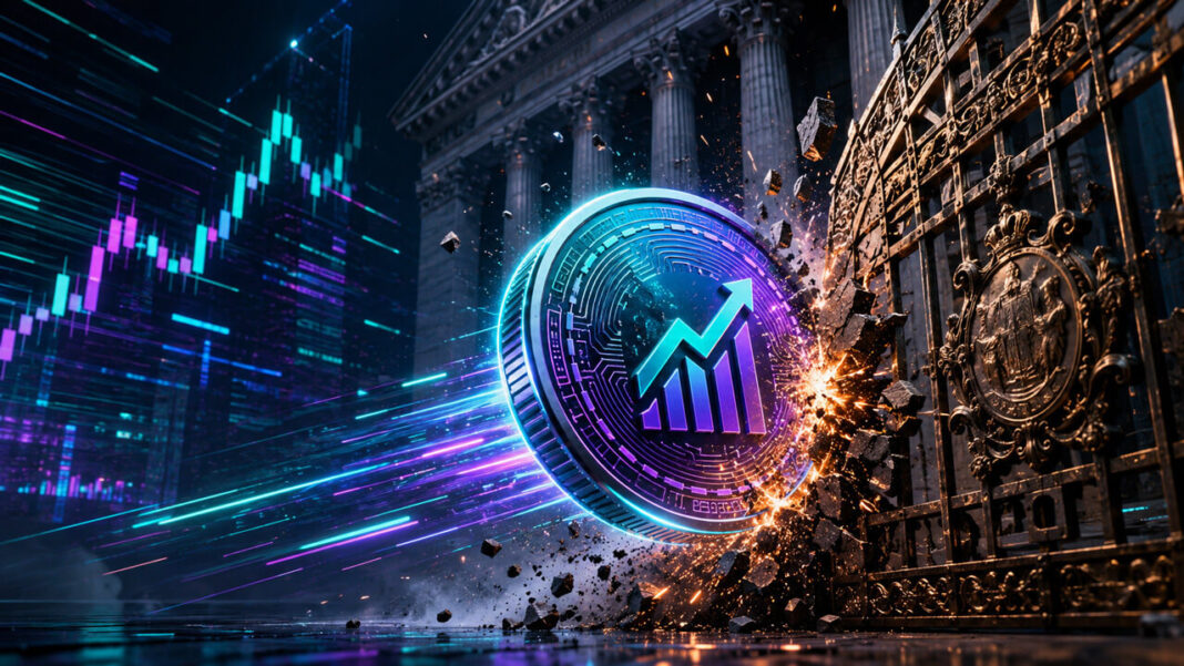 Kevin Warsh with the Federal Reserve and global dollar payment flows, illustrating concerns that stablecoins could strengthen U.S. dollar dominance and reshape international financial markets.