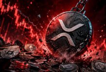 XRP investors capitulate at fastest pace since the 2022 crypto crash amid slide to $1 LUNA2 coin with AI-themed background after price surge driven by name confusion hype