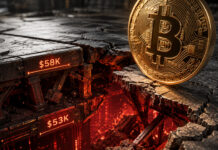 Bitcoin can still fall to $53,000 if the ETF-era floor disappears DeFi hack concept showing a glowing red digital cyberattack symbol representing liquidity losses from protocol exploits