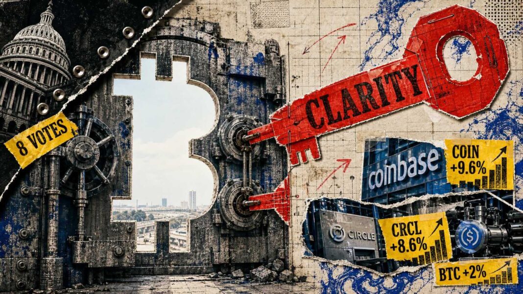 Bitcoin rose 2% on CLARITY progress while Coinbase, Circle jumped over 8% – but why?