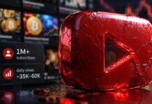 Crypto YouTube views collapse in 2026 as viewers turn off crypto channels DeFi hack concept showing a glowing red digital cyberattack symbol representing liquidity losses from protocol exploits