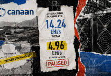 Canaan counted paused Ethiopia mining as nearly 35% of its July operating hashrate total